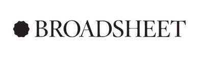 Logo of 'Broadsheet' with a black flower-like symbol on a white background